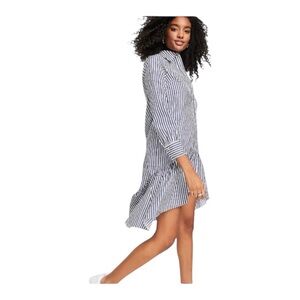 River Island Striped High Low Midi Shirt Dress 10 Coastal